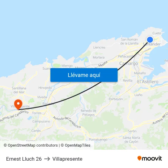 Ernest Lluch 26 to Villapresente map