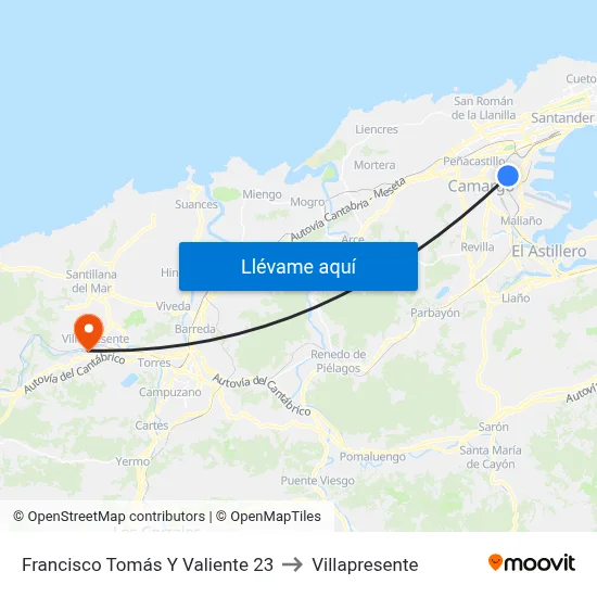 Francisco Tomás Y Valiente 23 to Villapresente map