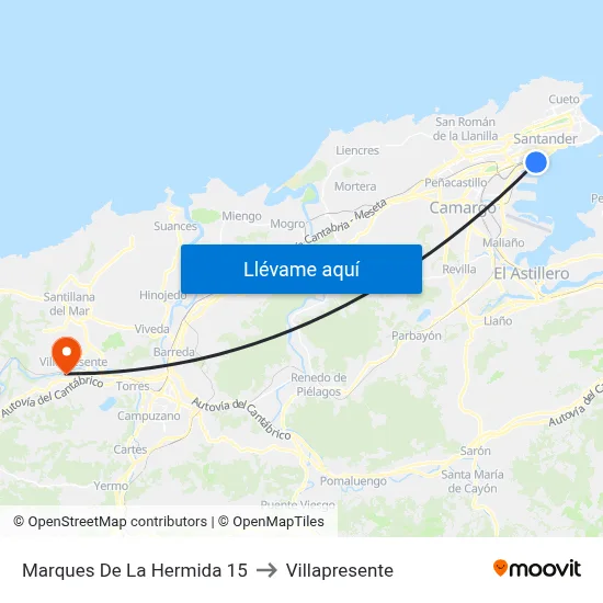 Marques De La Hermida 15 to Villapresente map