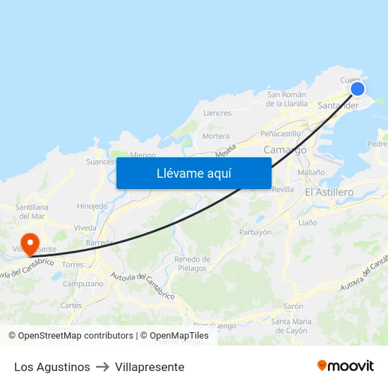 Los Agustinos to Villapresente map