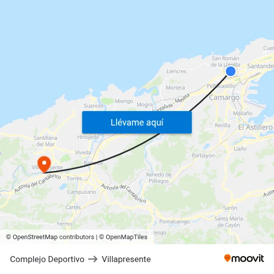 Complejo Deportivo to Villapresente map