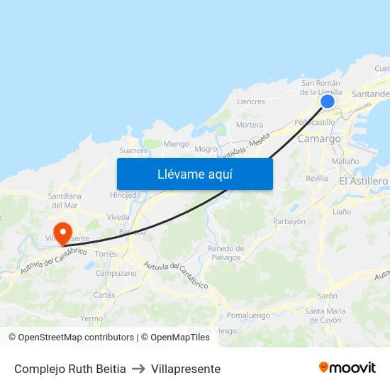 Complejo Ruth Beitia to Villapresente map