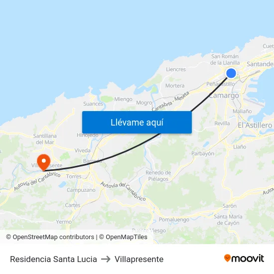 Residencia Santa Lucia to Villapresente map