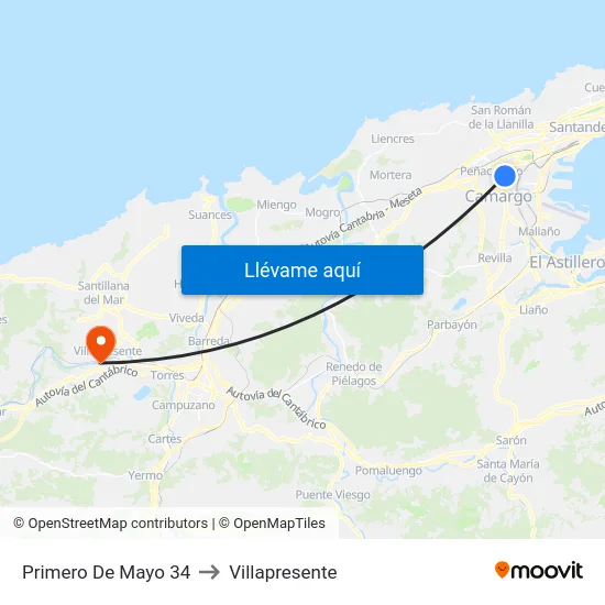 Primero De Mayo 34 to Villapresente map