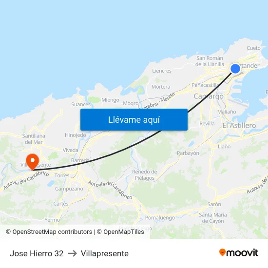 Jose Hierro 32 to Villapresente map