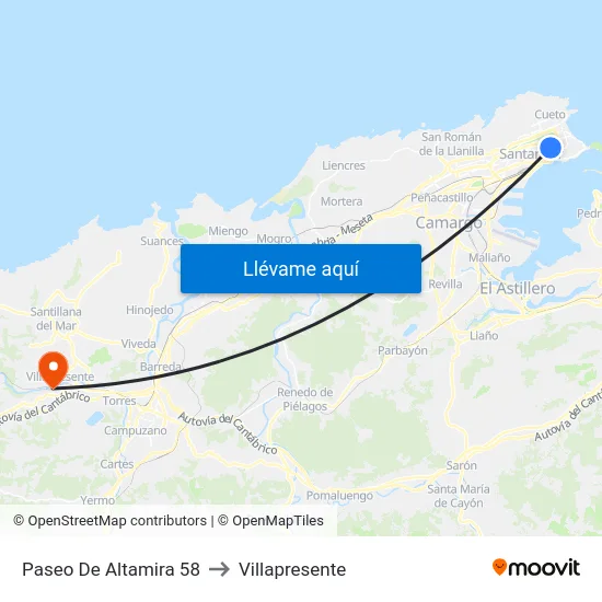 Paseo De Altamira 58 to Villapresente map