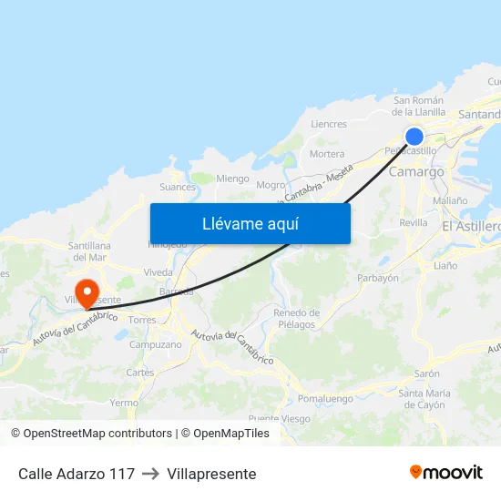 Calle Adarzo 117 to Villapresente map