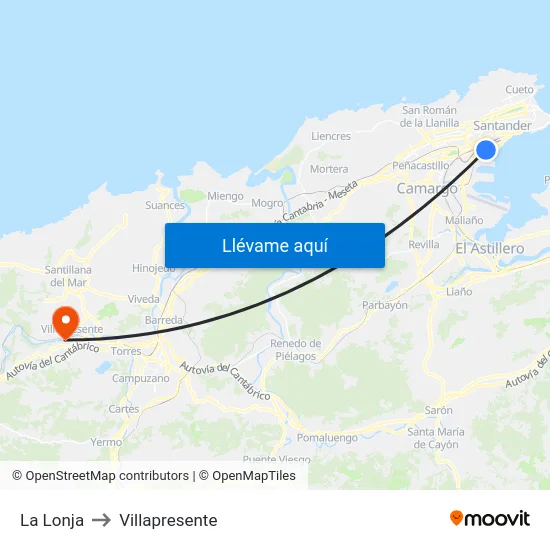La Lonja to Villapresente map