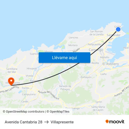 Avenida Cantabria 28 to Villapresente map