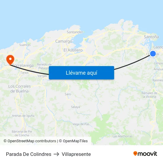 Parada De Colindres to Villapresente map