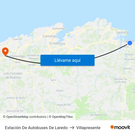 Estación De Autobuses De Laredo to Villapresente map