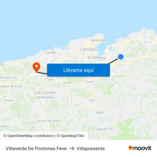 Villaverde De Pontones Feve to Villapresente map