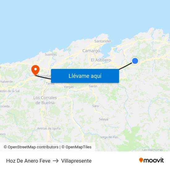 Hoz De Anero Feve to Villapresente map