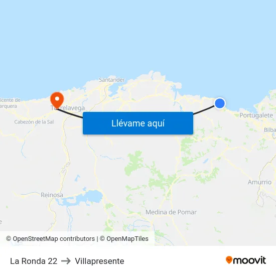 La Ronda 22 to Villapresente map