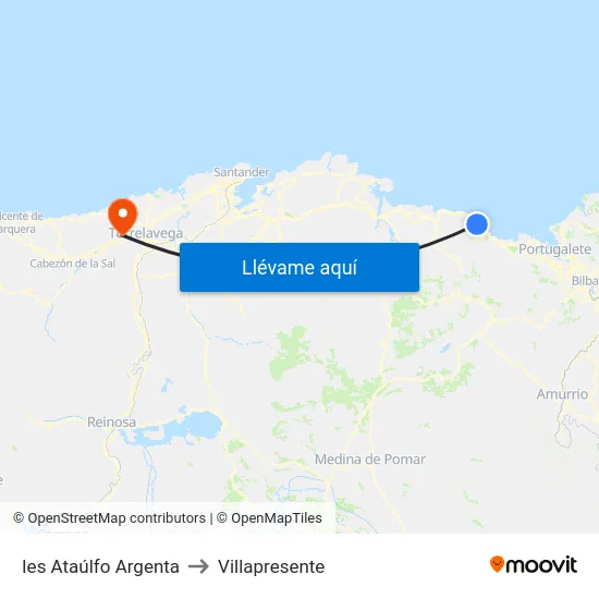 Ies Ataúlfo Argenta to Villapresente map