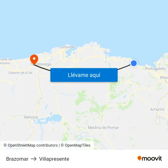 Brazomar to Villapresente map