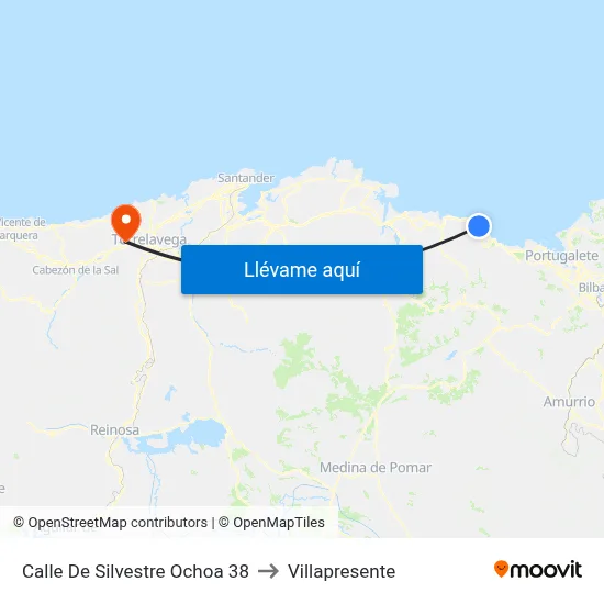 Calle De Silvestre Ochoa 38 to Villapresente map