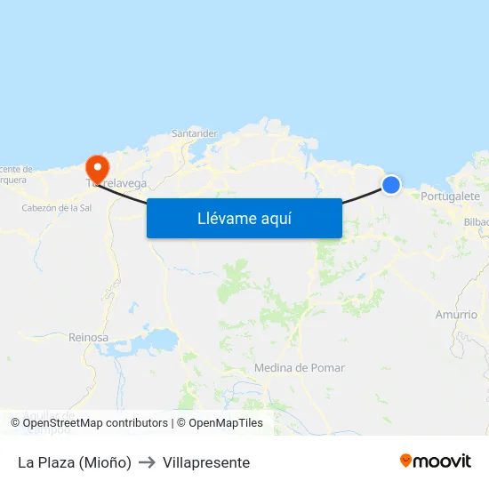 La Plaza (Mioño) to Villapresente map