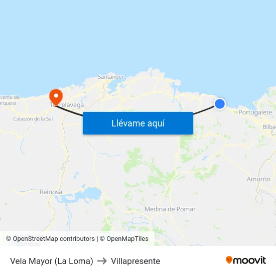 Vela Mayor (La Loma) to Villapresente map