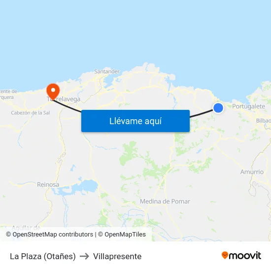 La Plaza (Otañes) to Villapresente map