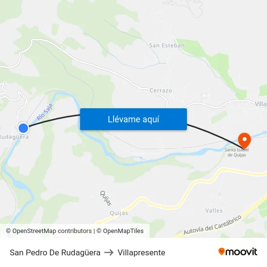San Pedro De Rudagüera to Villapresente map