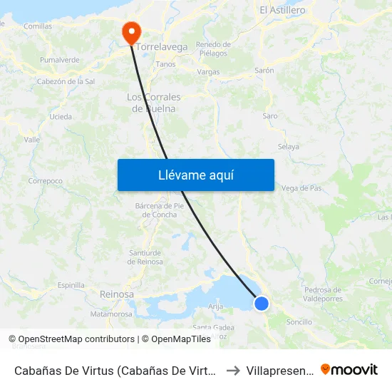 Cabañas De Virtus (Cabañas De Virtus) to Villapresente map