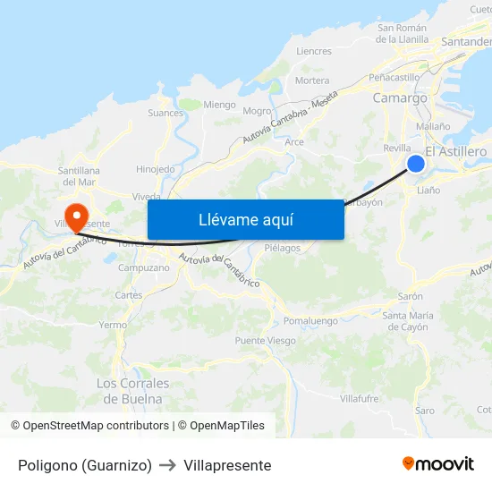 Poligono (Guarnizo) to Villapresente map