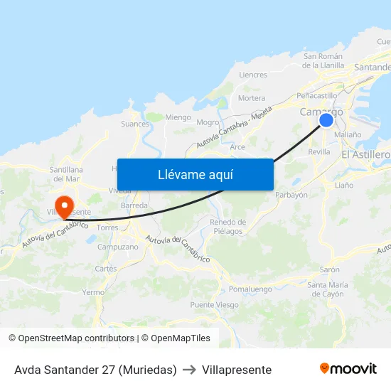 Avda Santander 27 (Muriedas) to Villapresente map