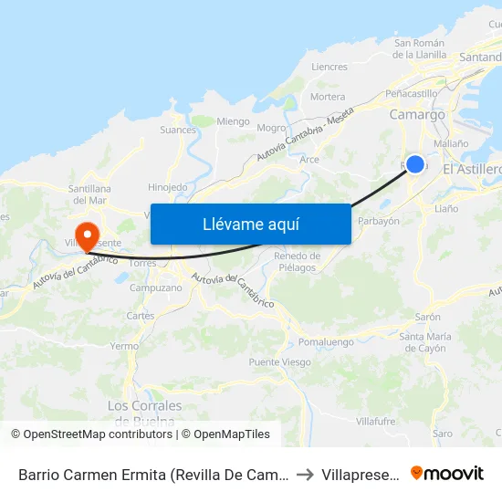 Barrio Carmen Ermita (Revilla De Camargo) to Villapresente map