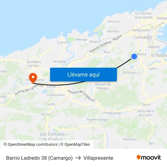 Barrio Ladredo 38 (Camargo) to Villapresente map