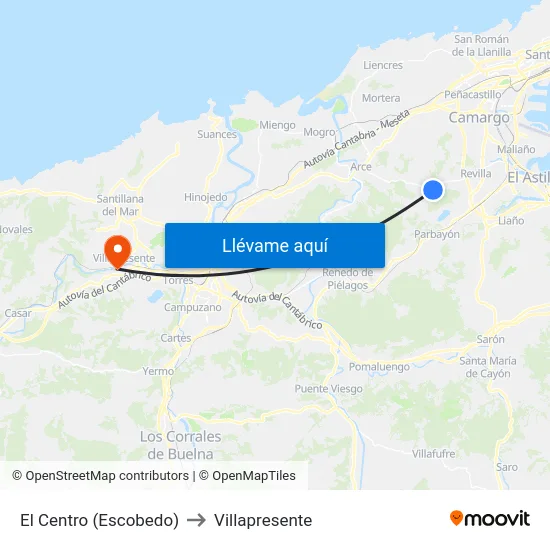 El Centro (Escobedo) to Villapresente map