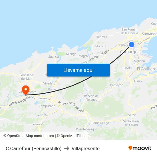 C.Carrefour (Peñacastillo) to Villapresente map