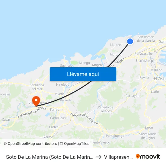 Soto De La Marina (Soto De La Marina) to Villapresente map