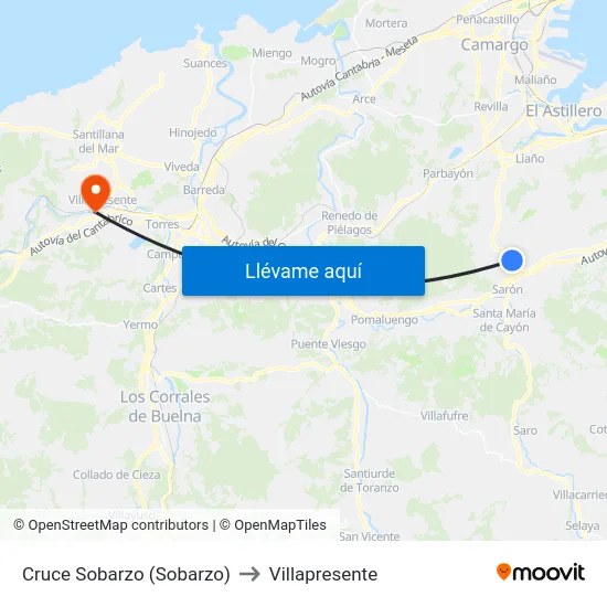 Cruce Sobarzo (Sobarzo) to Villapresente map