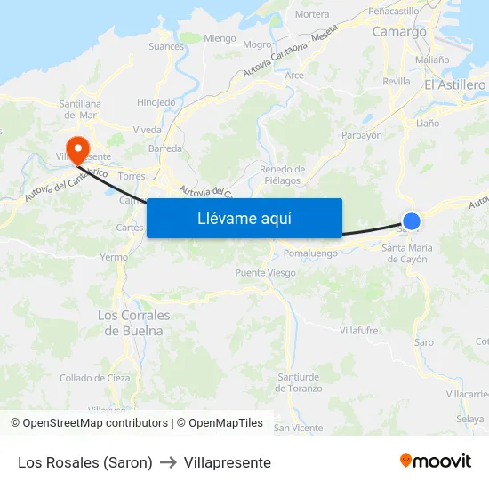 Los Rosales (Saron) to Villapresente map