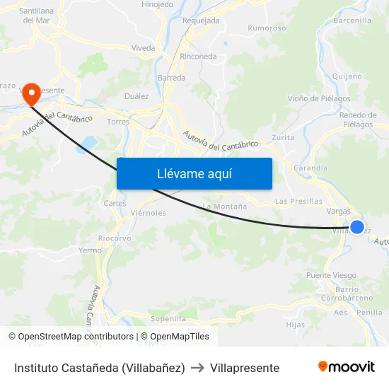 Instituto Castañeda (Villabañez) to Villapresente map