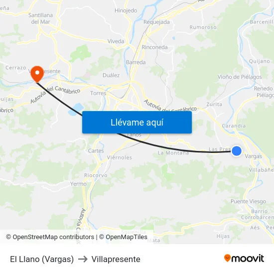 El Llano (Vargas) to Villapresente map
