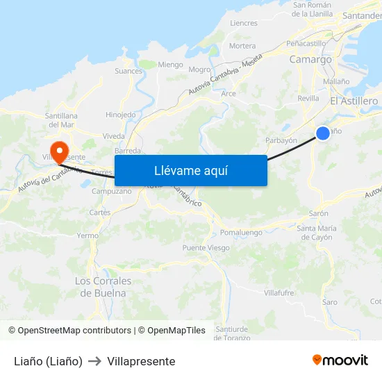 Liaño (Liaño) to Villapresente map