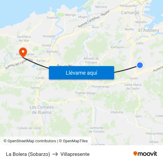 La Bolera (Sobarzo) to Villapresente map