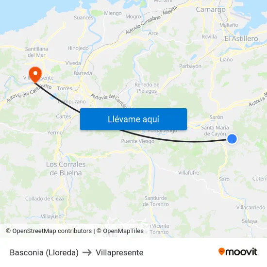 Basconia (Lloreda) to Villapresente map