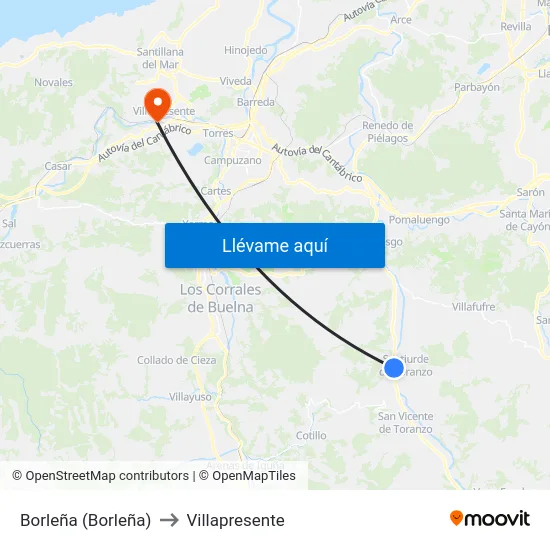 Borleña (Borleña) to Villapresente map