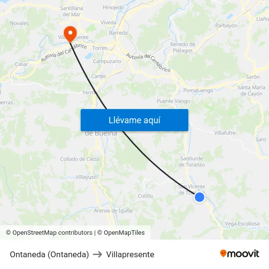 Ontaneda (Ontaneda) to Villapresente map