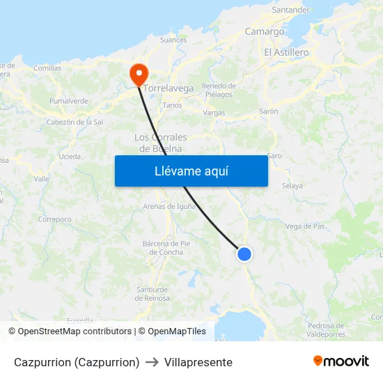 Cazpurrion (Cazpurrion) to Villapresente map