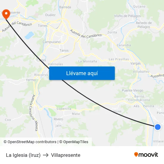 La Iglesia (Iruz) to Villapresente map