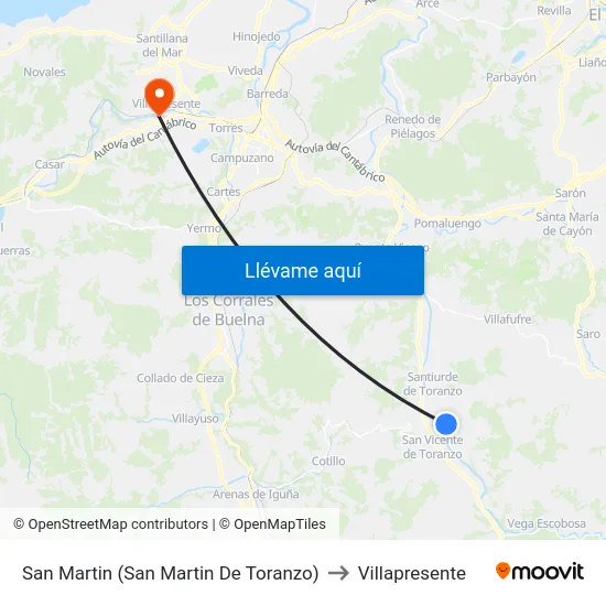 San Martin (San Martin De Toranzo) to Villapresente map