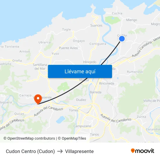 Cudon Centro (Cudon) to Villapresente map