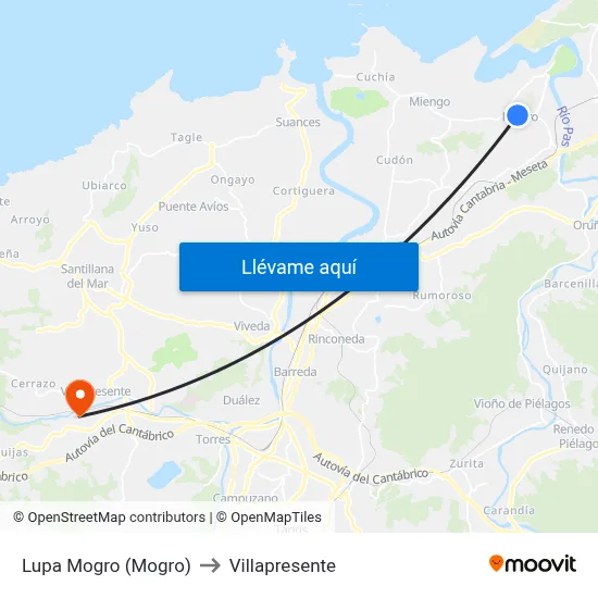 Lupa Mogro (Mogro) to Villapresente map