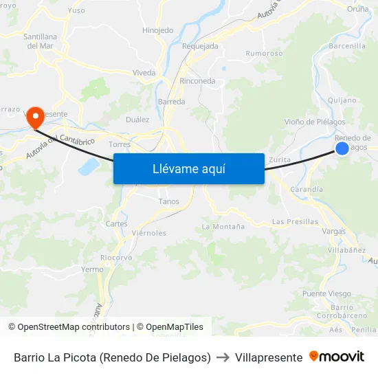 Barrio La Picota (Renedo De Pielagos) to Villapresente map