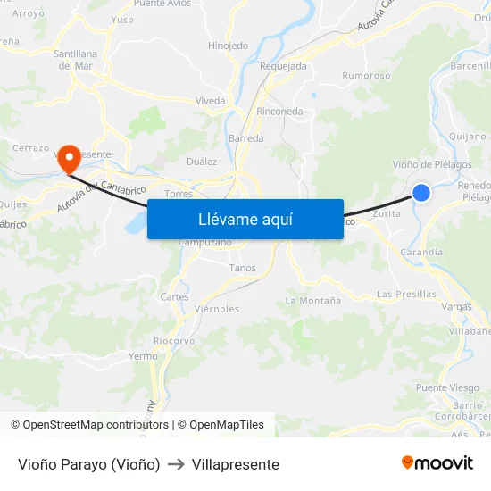 Vioño Parayo (Vioño) to Villapresente map