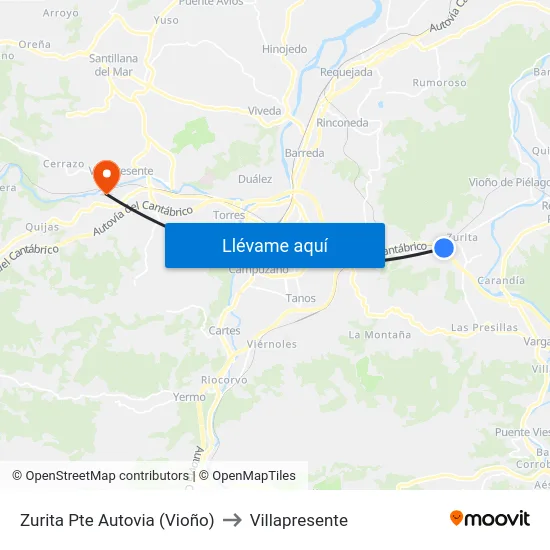 Zurita Pte Autovia (Vioño) to Villapresente map